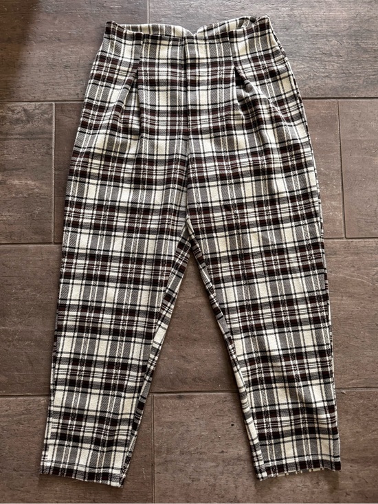 Free People Pants - Free People Black & Cream Plaid Ankle Pants, Size S